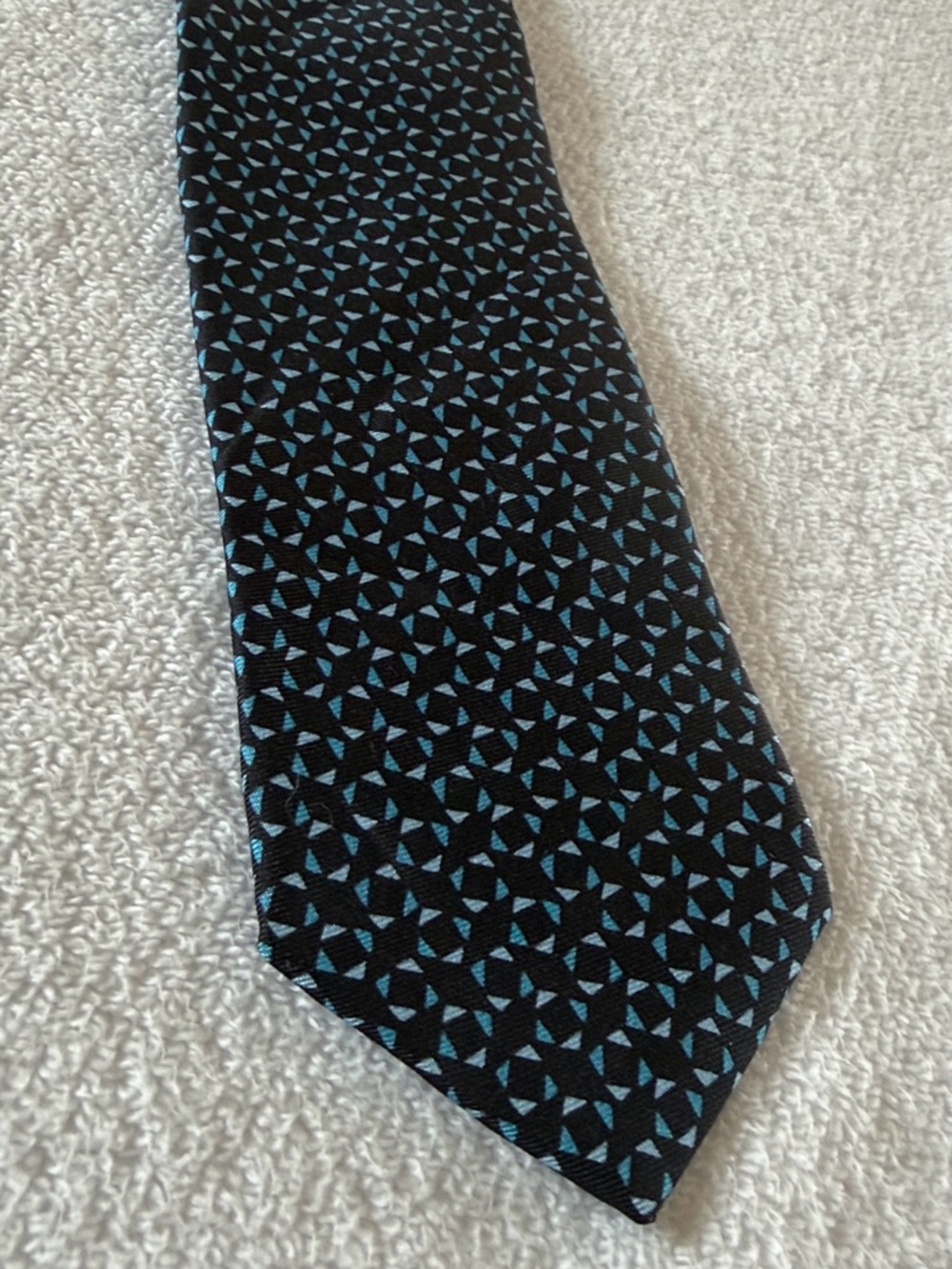 Prada Black Tie with Light Blue Geometric Print